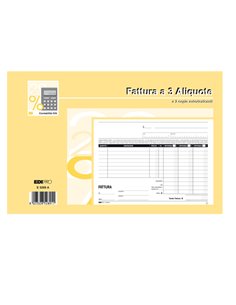 BLOCCO FATTURE 3 ALIQUOTE IVA 2COPIE 50FOGLI AUTORIC. 15X23 E5289A E5289A EDIPRO BLOCCHI RICEVUTE-FATTURE