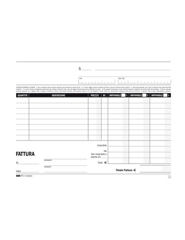 BLOCCO FATTURE 3 ALIQUOTE IVA 2COPIE 50FOGLI AUTORIC. 15X23 E5289A E5289A EDIPRO BLOCCHI RICEVUTE-FATTURE