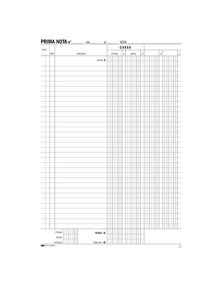 BLOCCO PRIMA NOTA CASSA 50/50 FOGLI AUTORIC. 31X21 E5369A E5369A EDIPRO AZIENDE-CONTABILITA' GENERALE