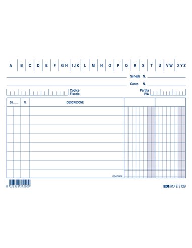 100 SCHEDE 2 COLONNE ORIZZONTALE 10.5X15CM E3129BL EDIPRO E3129BL EDIPRO SCHEDE-SCHEDARI