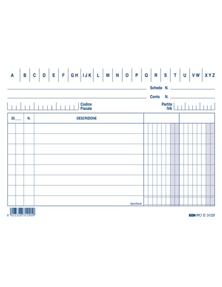 100 SCHEDE 2 COLONNE ORIZZONTALE 10.5X15CM E3129BL EDIPRO E3129BL EDIPRO SCHEDE-SCHEDARI