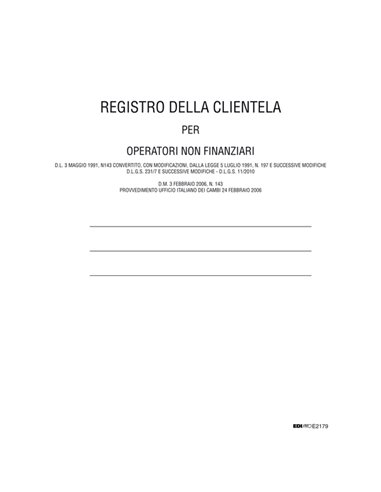 REGISTRO ANTIRICICLAGGIO OPERATORI NON FINANZ. 31X24 96FG E2179 EDIPRO E2179 EDIPRO AZIENDE-CONTABILITA' GENERALE