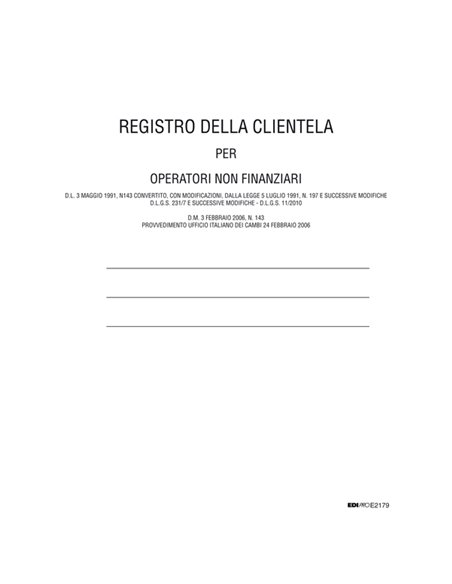 REGISTRO ANTIRICICLAGGIO OPERATORI NON FINANZ. 31X24 96FG E2179 EDIPRO E2179 EDIPRO AZIENDE-CONTABILITA' GENERALE