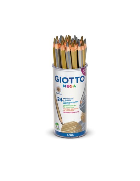 BARATTOLO 24 PASTELLI GIOTTO MEGA ORO/ARGENTO FILA 518000 GIOTTO PASTELLI COLORATI