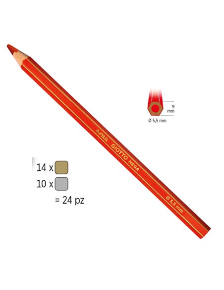 BARATTOLO 24 PASTELLI GIOTTO MEGA ORO/ARGENTO FILA 518000 GIOTTO PASTELLI COLORATI