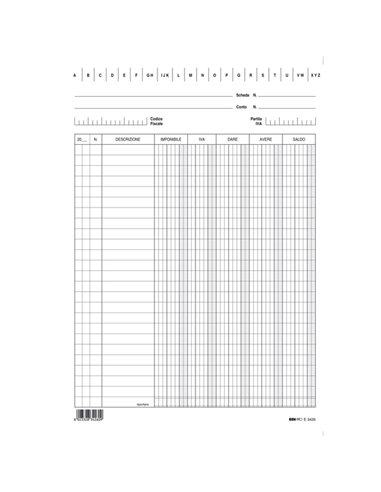 100 SCHEDE VERTICALI 24X17CM DARE/AVERE/SALDO/IVA E3426BL EDIPRO E3426BL EDIPRO SCHEDE-SCHEDARI