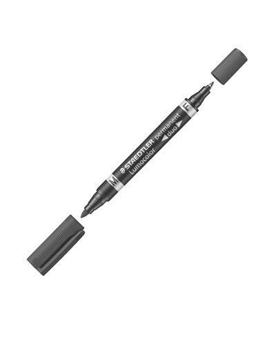 PENNARELLO LUMOCOLOR DUO PERMANENT 348 F/M NERO 348-9 STAEDTLER PUNTA FELTRO