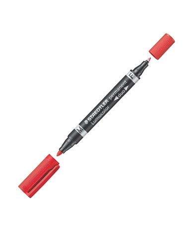 PENNARELLO LUMOCOLOR DUO PERMANENT 348 F/M ROSSO 348-2 STAEDTLER PUNTA FELTRO