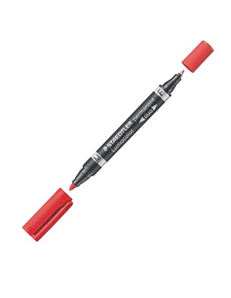 PENNARELLO LUMOCOLOR DUO PERMANENT 348 F/M ROSSO 348-2 STAEDTLER PUNTA FELTRO
