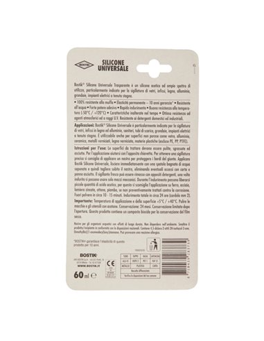 SILICONE UNIVERSALE TRASPARENTE 60ML BOSTIK D2476 BOSTIK COLLE SPECIALI