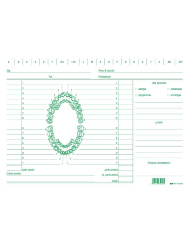 100 SCHEDE PER DENTISTI 17X24CM VERDE E3529 EDIPRO E3529 EDIPRO SCHEDE-SCHEDARI