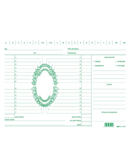 100 SCHEDE PER DENTISTI 17X24CM VERDE E3529 EDIPRO E3529 EDIPRO SCHEDE-SCHEDARI