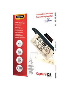 Scatola 100 pouches CAPTURE125 125mic A3 Fellowes 5307506 FELLOWES POUCHES PER PLASTIFICARE
