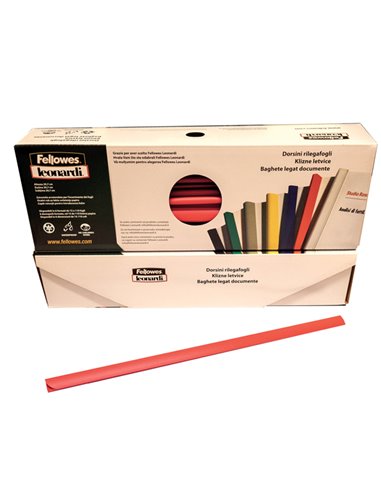 SCATOLA 50 DORSETTI 8MM ROSSO TONDO D108RO FELLOWES DORSI PER RILEGATURA