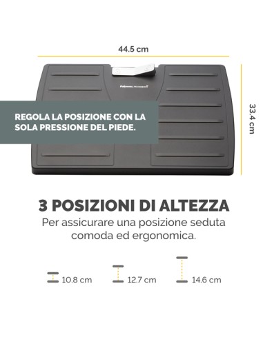 Poggiapiedi regolabile c/sistema antibatterico Microban Fellowes 8035001 FELLOWES POGGIAPIEDI