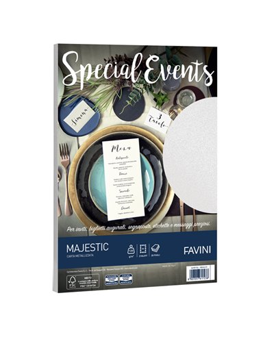 Carta metallizzata SPECIAL EVENTS A4 20fg 120gr bianco FAVINI A690154