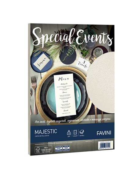Carta metallizzata SPECIAL EVENTS A4 20fg 120gr crema FAVINI A69Q154