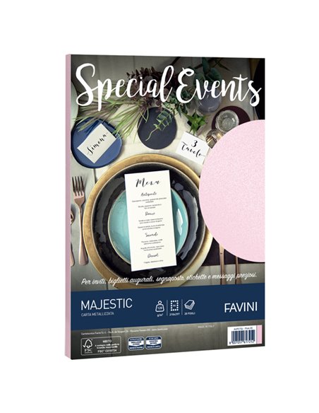 Carta metallizzata SPECIAL EVENTS A4 20fg 120gr rosa FAVINI A69S154