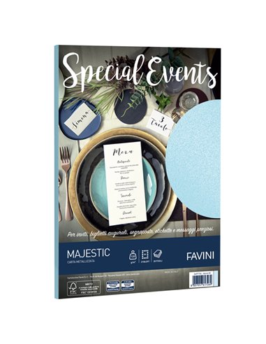 Carta metallizzata SPECIAL EVENTS A4 20fg 120gr azzurro FAVINI A69T154