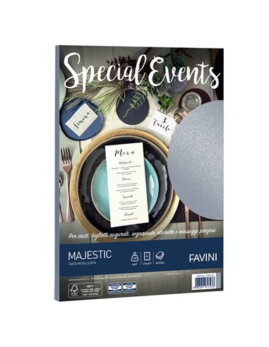 Carta metallizzata SPECIAL EVENTS A4 20fg 120gr argento FAVINI A69U154