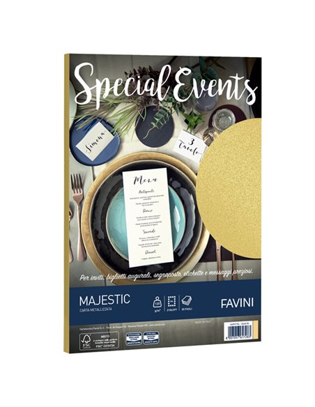 Carta metallizzata SPECIAL EVENTS A4 20fg 120gr oro FAVINI A69H154 FAVINI COLORATA