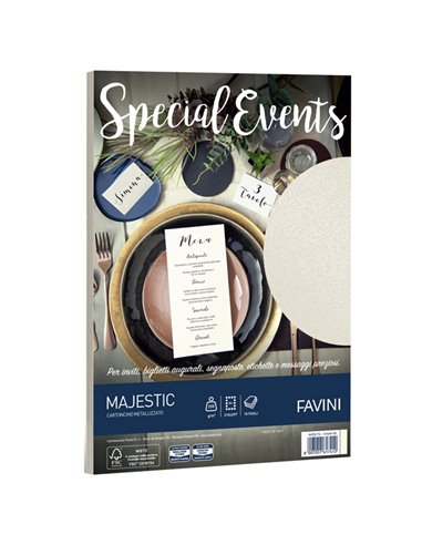 Carta metallizzata SPECIAL EVENTS A4 10fg 250gr crema FAVINI A69Q174