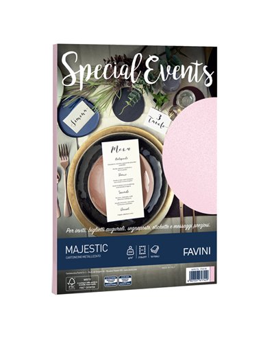 Carta metallizzata SPECIAL EVENTS A4 10fg 250gr rosa FAVINI A69S174