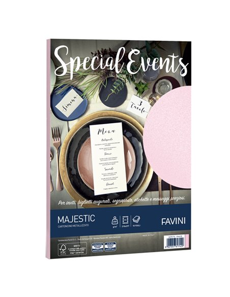 Carta metallizzata SPECIAL EVENTS A4 10fg 250gr rosa FAVINI A69S174