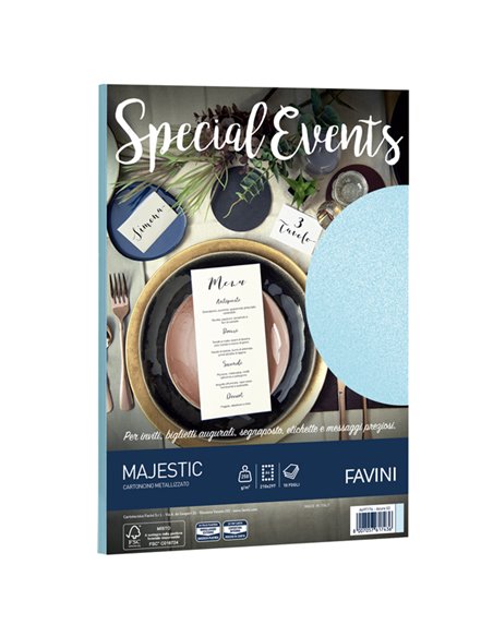 Carta metallizzata SPECIAL EVENTS A4 10fg 250gr azzurro FAVINI A69T174