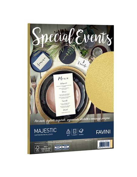 Carta metallizzata SPECIAL EVENTS A4 10fg 250gr oro FAVINI A69H174 FAVINI COLORATA