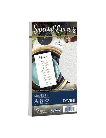 10 buste SPECIAL EVENTS METAL 120gr 110x220mm bianco FAVINI A570154