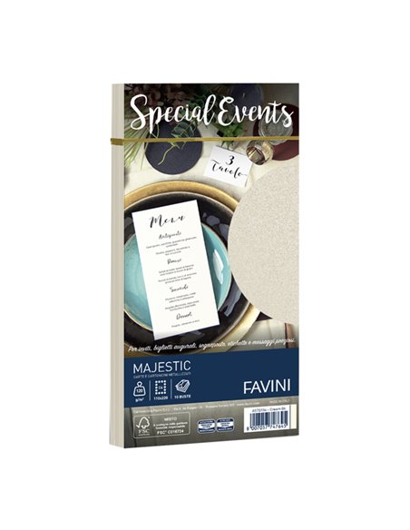 10 buste SPECIAL EVENTS METAL 120gr 110x220mm crema FAVINI A57Q154 FAVINI CARTE EVENTI-INVITI