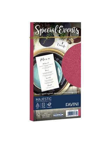 10 buste SPECIAL EVENTS METAL 120gr 110x220mm rosso FAVINI A57C154 FAVINI CARTE EVENTI-INVITI