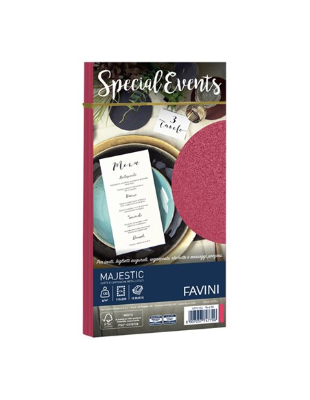 10 buste SPECIAL EVENTS METAL 120gr 110x220mm rosso FAVINI A57C154 FAVINI CARTE EVENTI-INVITI