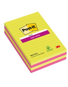 BLOCCO 45foglietti Post-it® Super Sticky 127x203mm righe ULTRACOLOR 5845-4SSUC 7100235841
