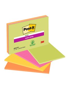 BLOCCO 45foglietti Post-it® Super Sticky 203x152mm MEETING NOTE NEON 6845-SSP 7100234637