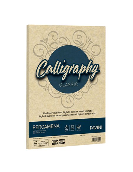 Carta CALLIGRAPHY PERGAMENA 90gr A4 50fg crema 05 FAVINI A692204