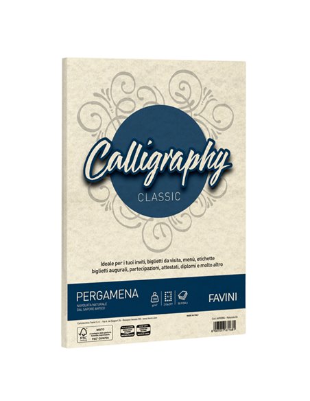 Carta CALLIGRAPHY PERGAMENA 190gr A4 50fg naturale 06 FAVINI A69Q084