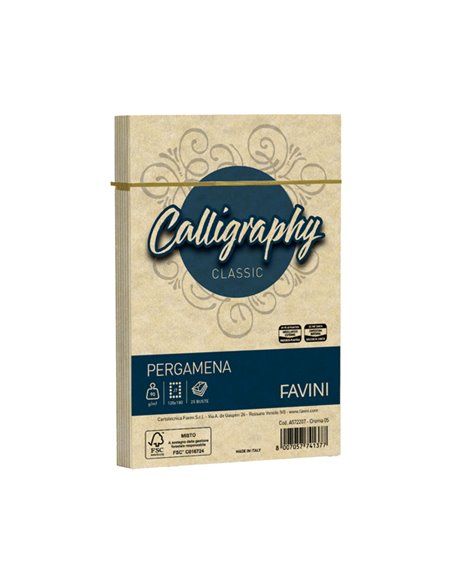 25 buste CALLIGRAPHY PERGAMENA 120x180mm 90gr crema FAVINI A572207