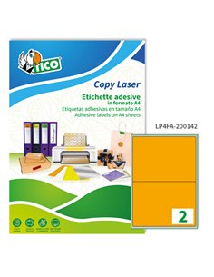 Etichetta adesiva LP4F arancio fluo 70fg A4 200x142mm (2et/fg) Tico LP4FA-200142 TICO ETICHETTE CARTA COPY-LASER-INKJET