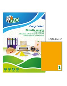 Etichetta adesiva LP4F arancio fluo 70fg A4 210x297mm (1et/fg) Tico LP4FA-210297 TICO ETICHETTE CARTA COPY-LASER-INKJET