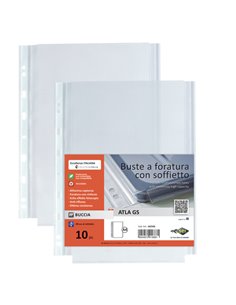 10 buste forate ATLA GS 21x29,7cm c/soffietto BA SEI ROTA 662506