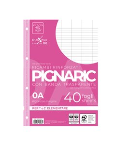 RICAMBI FORATI RINFORZATI A4 RIGO DI 1° 40FG 80GR PIGNARIC 02194590A PIGNA RICAMBI FORATI
