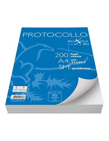 PROTOCOLLO A4 5MM 200FG 80GR PIGNA 02156215M PIGNA FOGLI PROTOCOLLO
