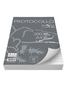 PROTOCOLLO A4 USO BOLLO 200FG 80GR PIGNA 0215621UB PIGNA FOGLI PROTOCOLLO