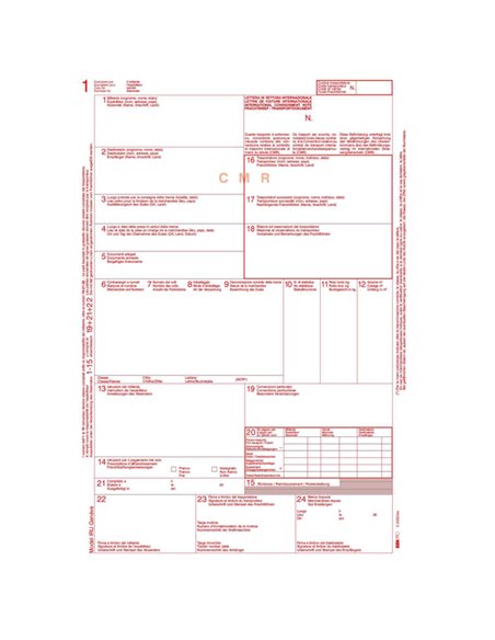 MODELLO CMR LETTERA VETTURA INTERNAZ. 5COPIE autoric 12"x24CM 100FG E0052BIS E0052BIS EDIPRO MAGAZZINO-TRASPORTI