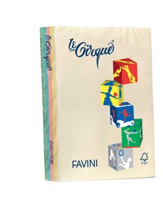 Carta LECIRQUE A4 160gr 250fg mix 5 colori pastello FAVINI A74X304 FAVINI COLORATA