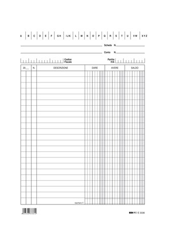 100 SCHEDE VERTICALE 21X15CM DARE/AVERE/SALDO E3336BL E3336BL EDIPRO SCHEDE-SCHEDARI