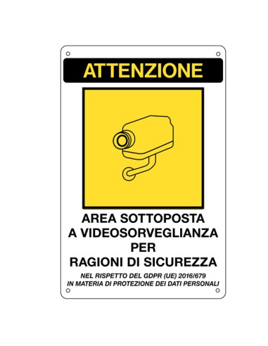 CARTELLO ADESIVO 20X30CM 'AREA SOTTOPOSTA A VIDEOSORVEGLIANZA' Y591EFVD4 MARKIN PITTOGRAMMI