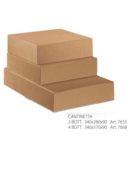 Scatola cantinetta 3 bottiglie L340x P280X H90mm onda avana 7655
